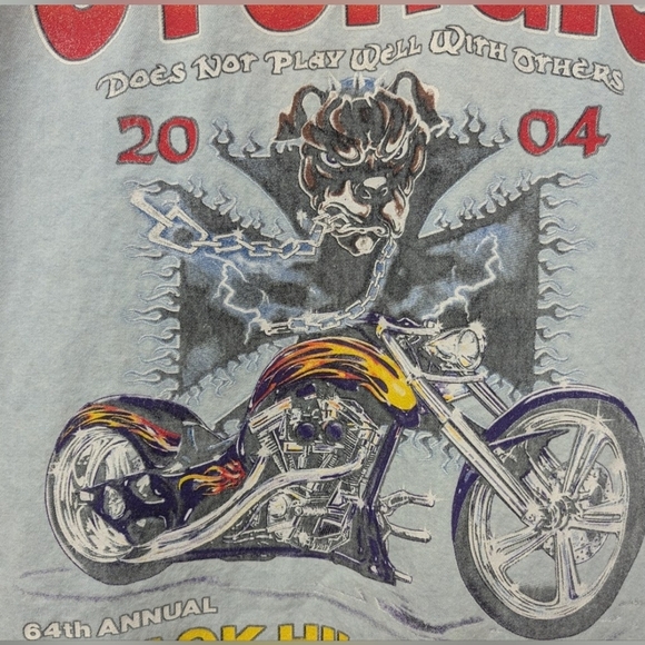 Sturgis 2004 Black Hills Rally cut-off denim LARGE shirt embroidered - Picture 7 of 16